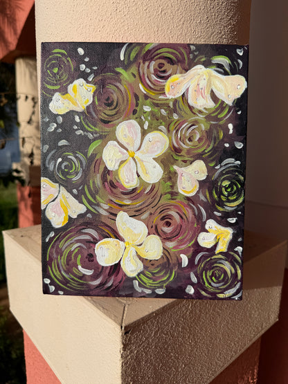 Rainy Flowers, 8x10 Inch Original