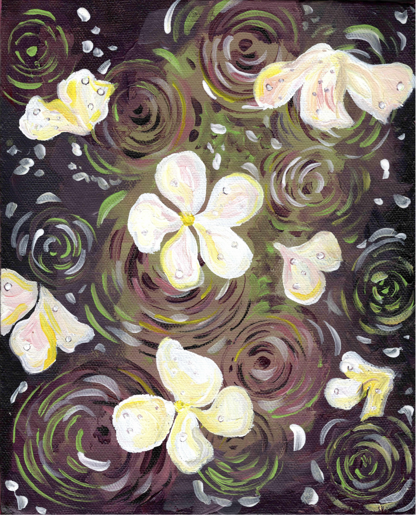 Rainy Flowers, 8x10 Inch Original